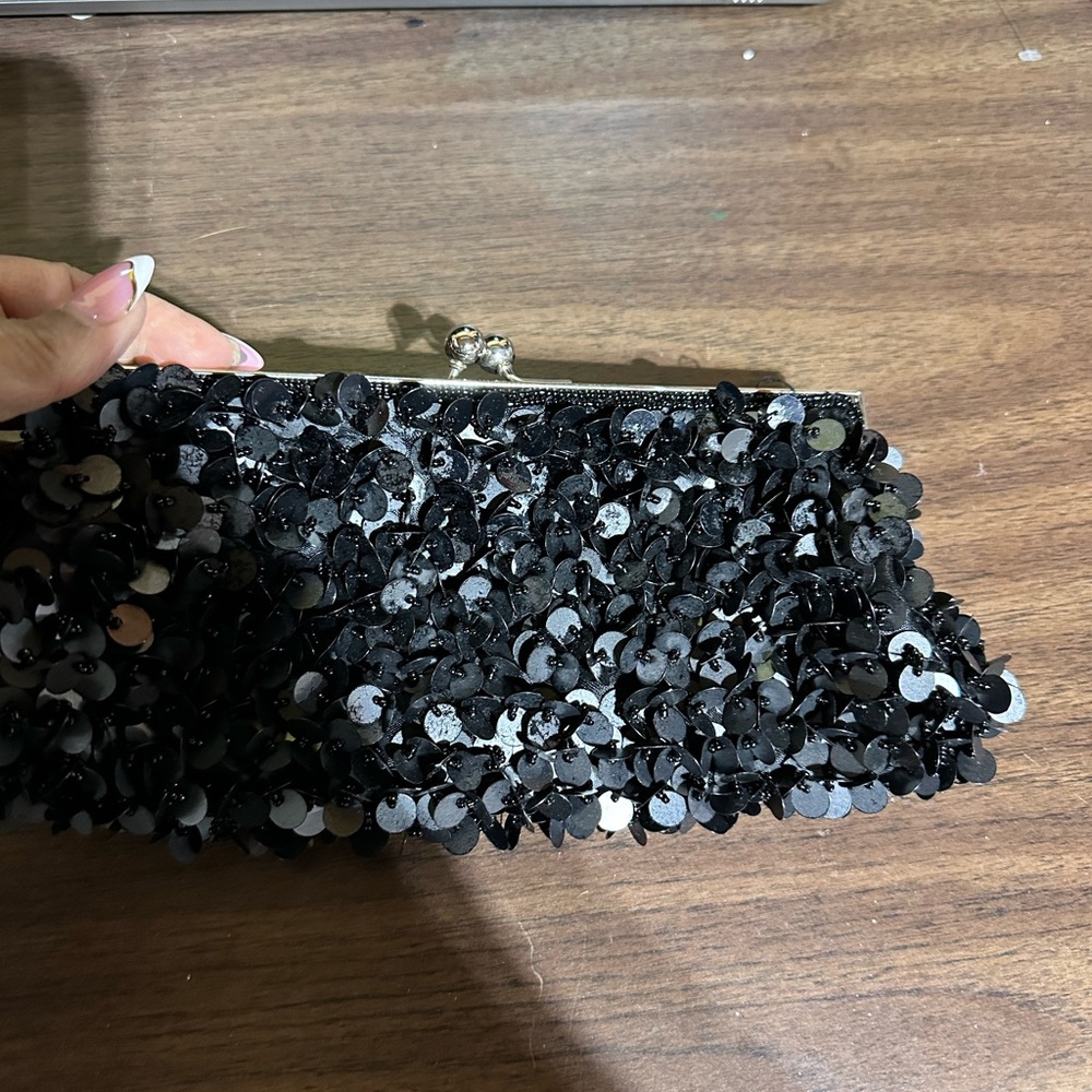 Elegant Black Sequin Clutch